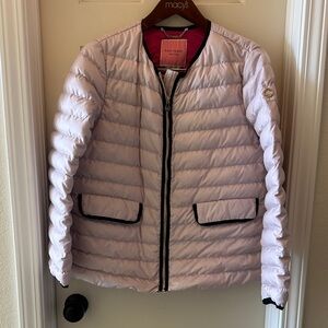 Kate Spade pink/White Quilted Jacket with Black Trim
